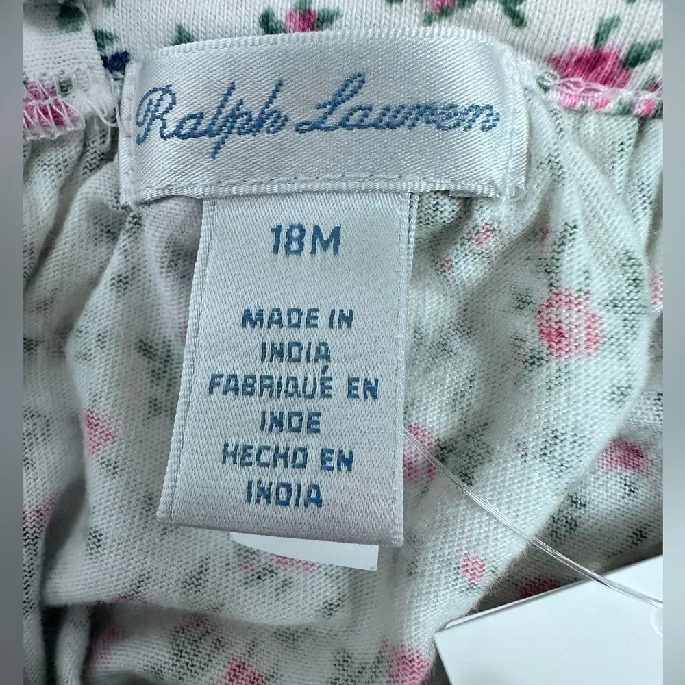 POLO Ralph Lauren Baby Girls Floral Cotton Jersey Top & Bloomer Set, Sz 18months